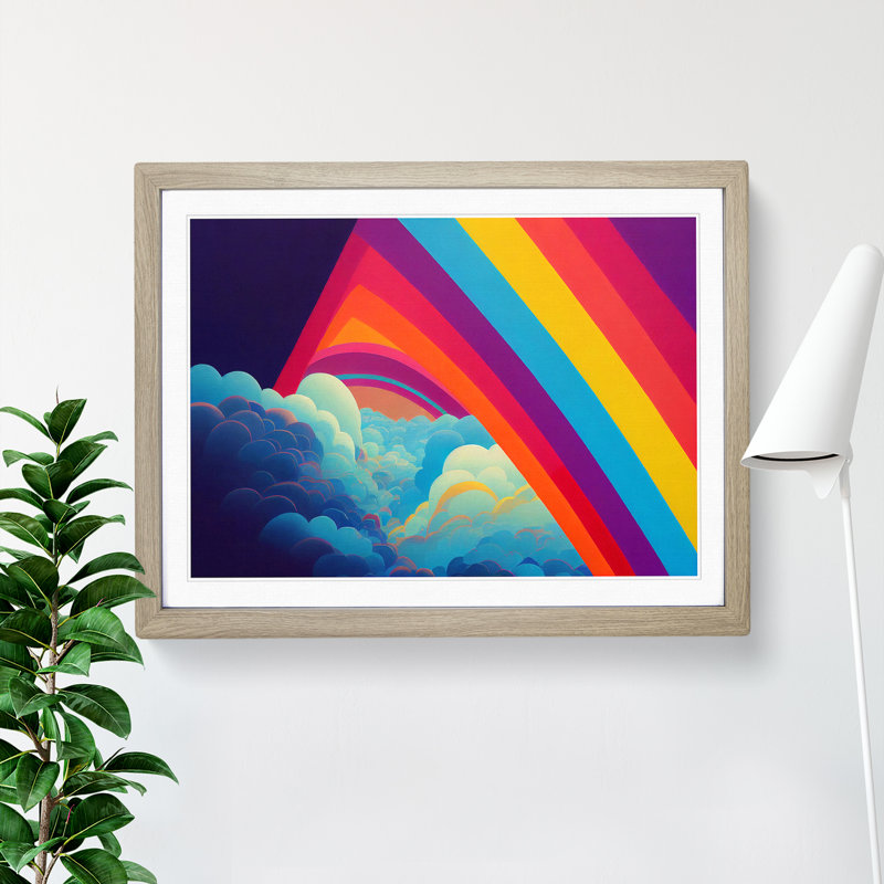 Pop Rainbow Vol.2 Abstract - Single Picture Frame Print, Oak, 34cm H x 46cm W x 2cm D