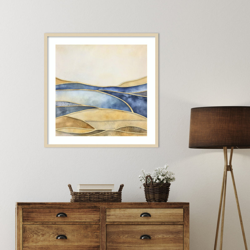 «A Golden Landscape III» par Andrea Haase, reproduction d'art murale en bois, H 33 po x l 33 po