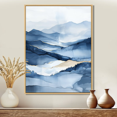Blue Mountain Wall Art, Watercolor Landscape Canvas, Blue Mountain Horizon, Landscape Wall Art