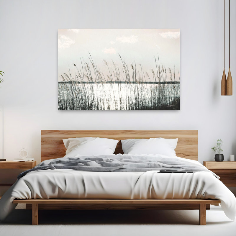 Art contemporain, paysage côtier tranquille serein minimaliste, H 40 po x l 60 po