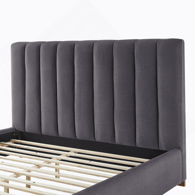 Lit double gris foncé