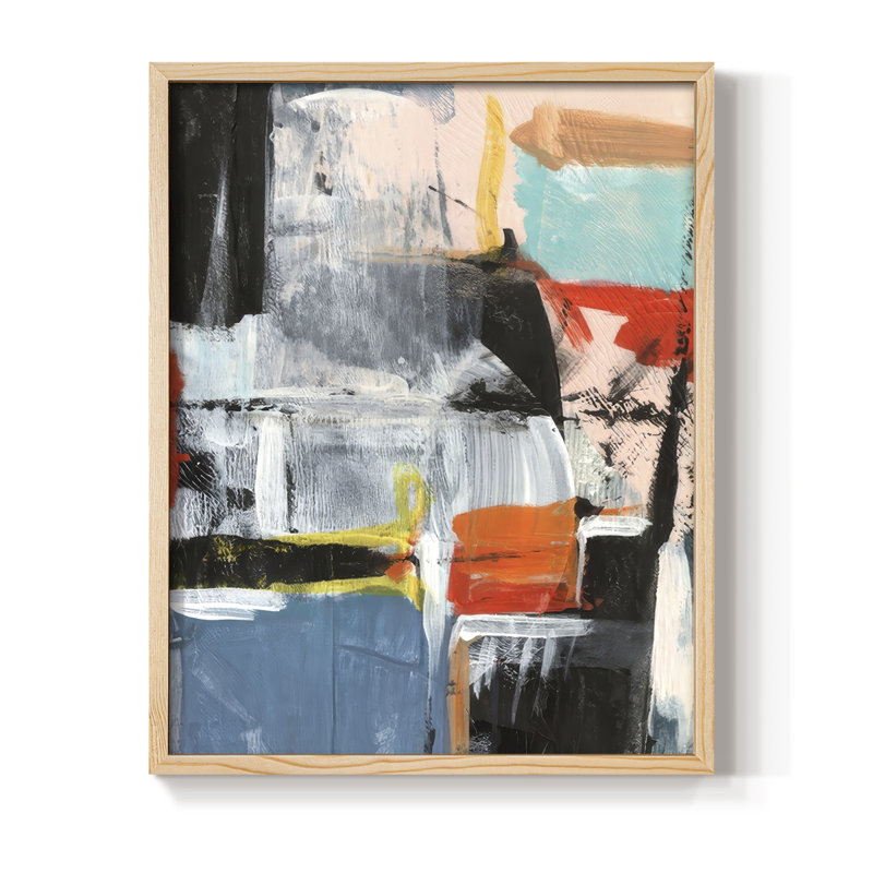 Erratic Marks II Framed Print - Solid Wood, Natural Framed, 21" H x 17" W