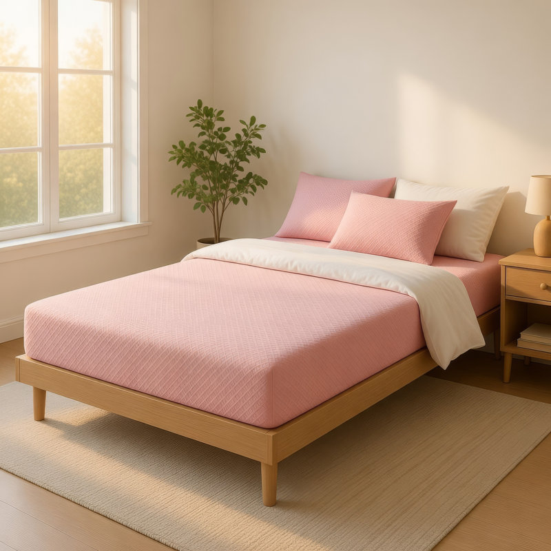 Matelas simple Fia avec 1 oreiller, mousse viscoélastique gélifiée ferme au charbon, rose 7 pouces