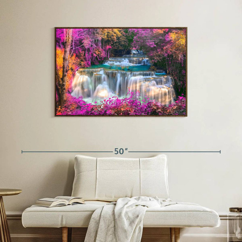 Waterfalls, Floating Frame Walnut, 40" X 27"