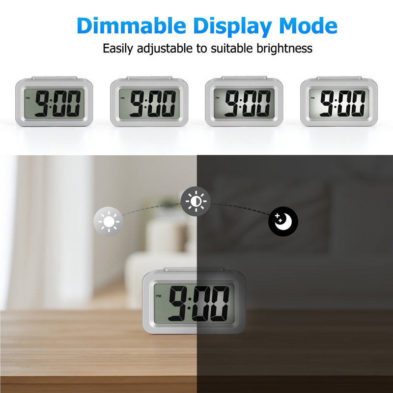 Self-Sensing Digital Alarm Clock - Silver