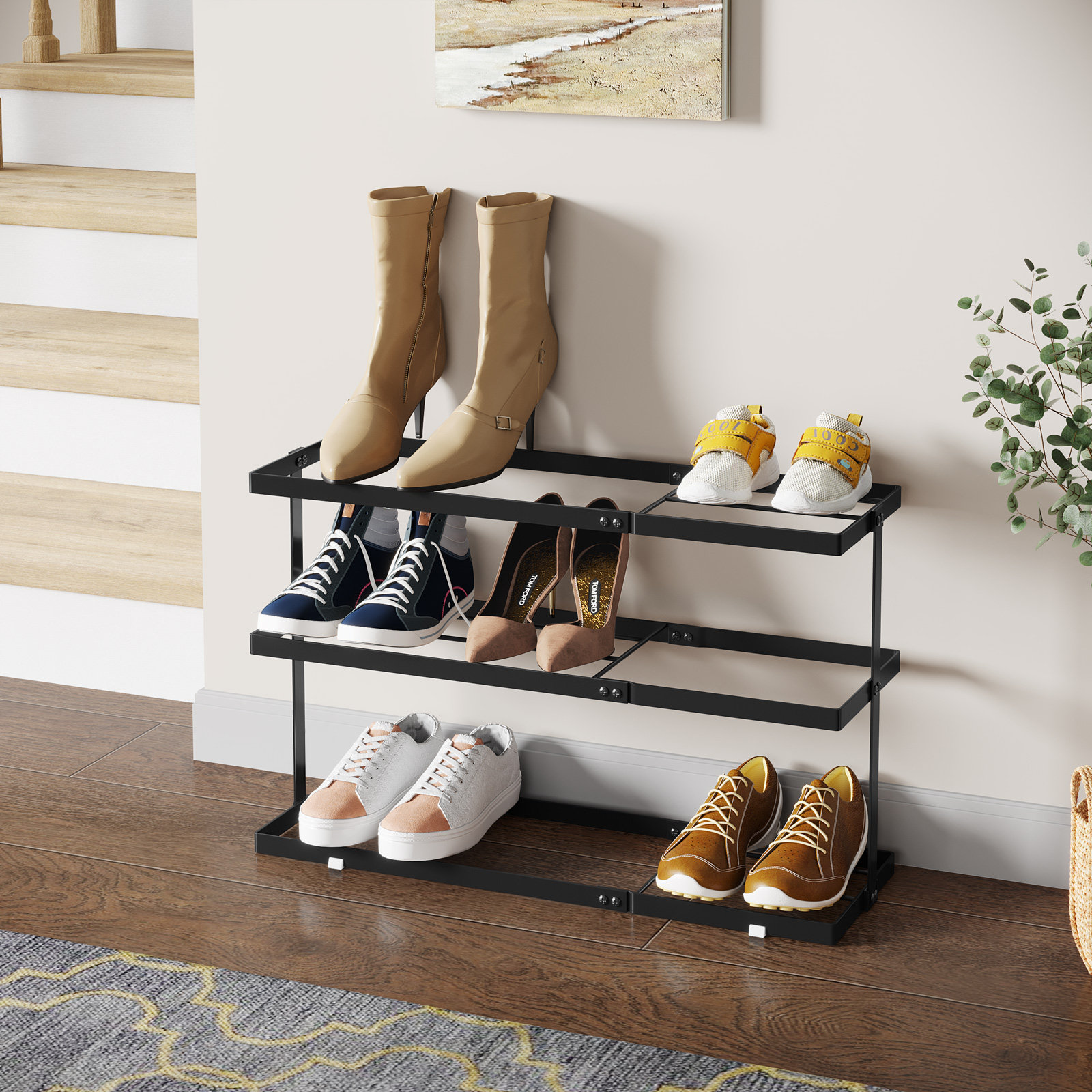 https://assets.wfcdn.com/im/66869265/compr-r85/2402/240271360/3-tier-space-saving-shoe-rack-for-closet-6-pairs-steel-shoe-shelf-design.jpg