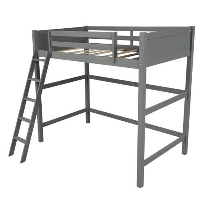 Lit mezzanine simple avec échelle Averylynn, gris