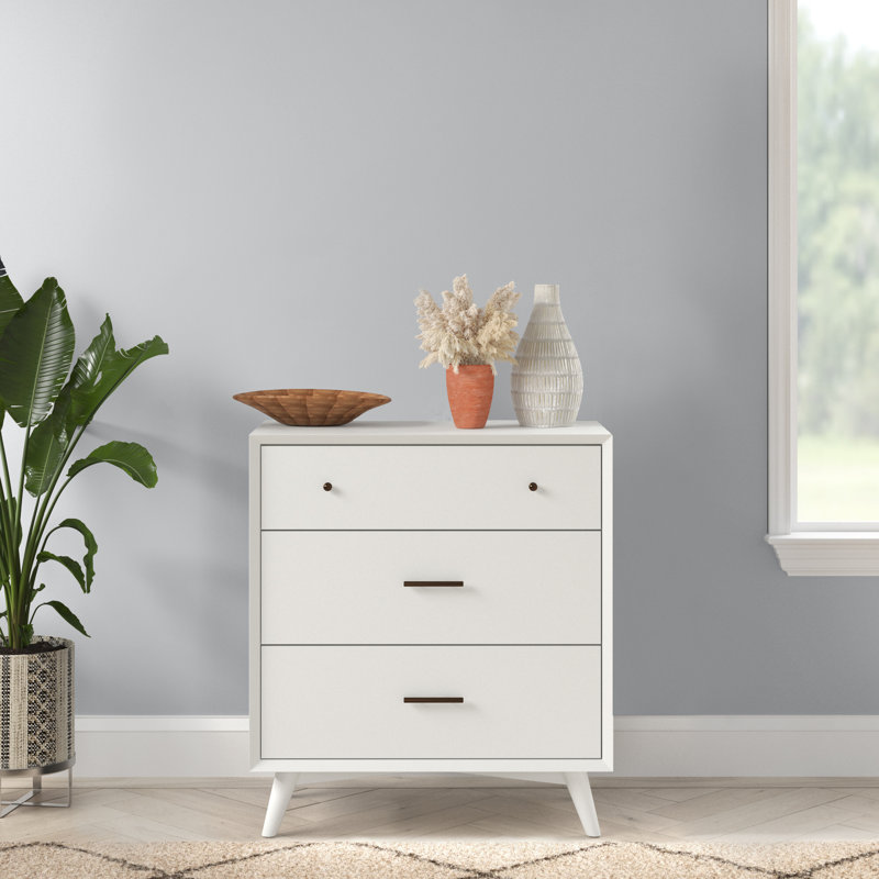 Commode à trois tiroirs Williams, Blanc