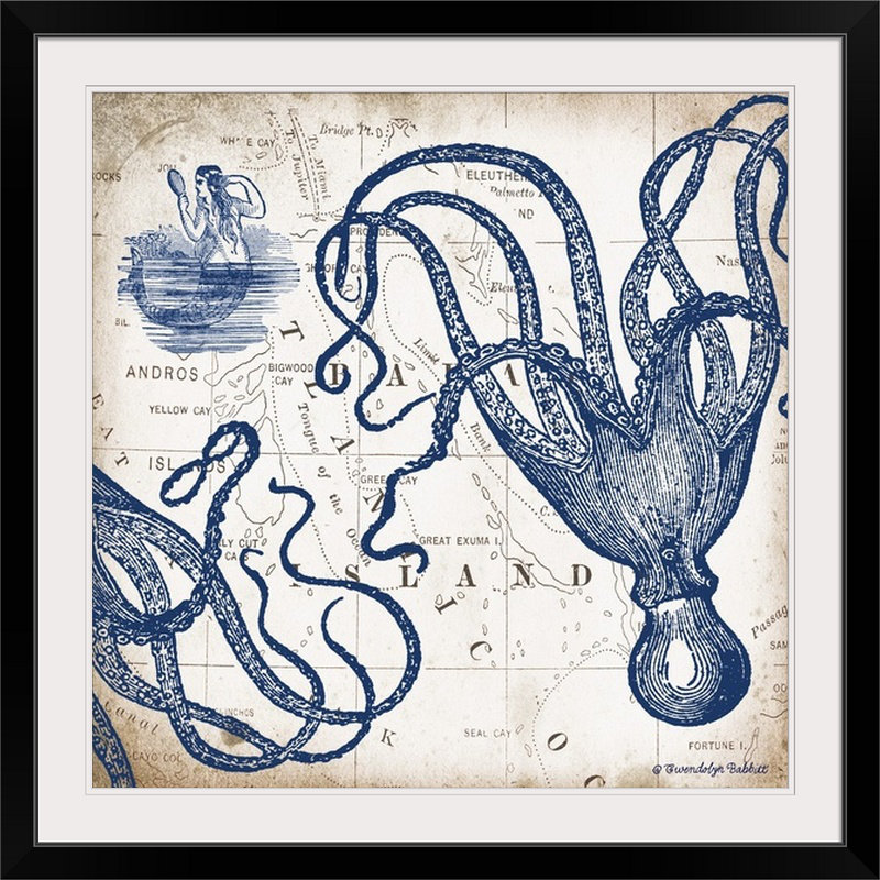 « octopi i », impression gwendolyn babbitt, impression, Cadre noir, H 32 po x l 32 po x P 1 po