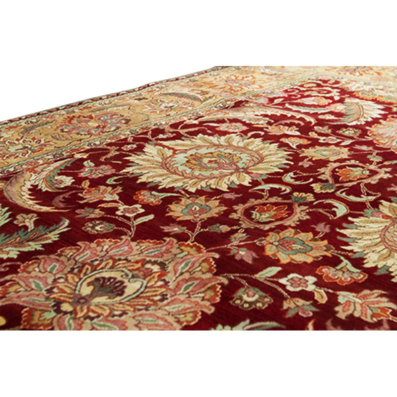 Hand-Knotted High-Quality Red and Gold Area Rug