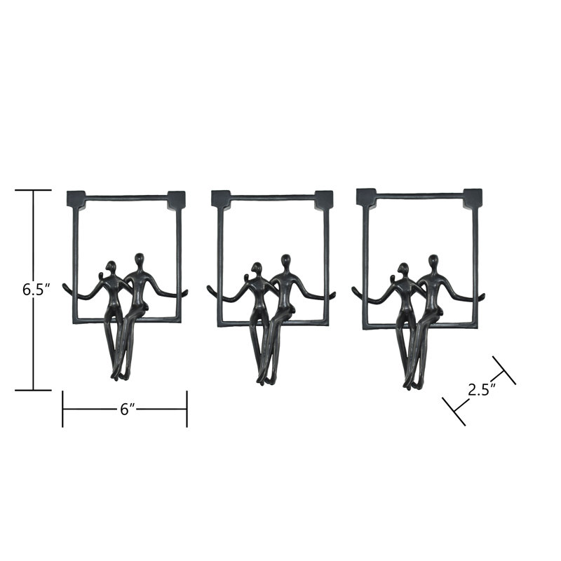 Adam & Friends Home Decor Swinging Couple Sculpture | 3-Piece |, Black