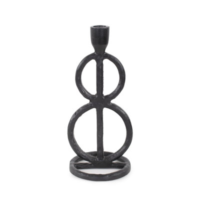 Single Circle Aluminum Candlestick in Black