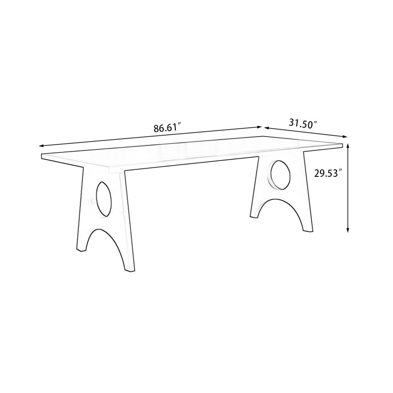 Bureaux rectangulaires noirs en bois massif, H 29,53 po x l 86,61 po x P 31,5 po