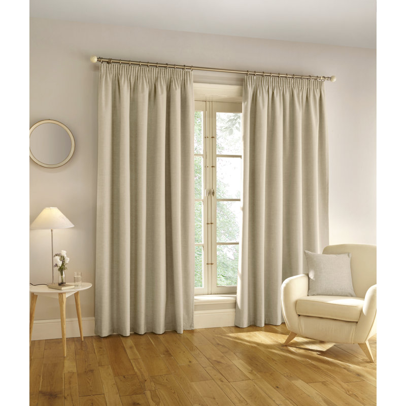 Landaff Blackout Curtain Pair, 168cm Width x 183cm Drop, Cream