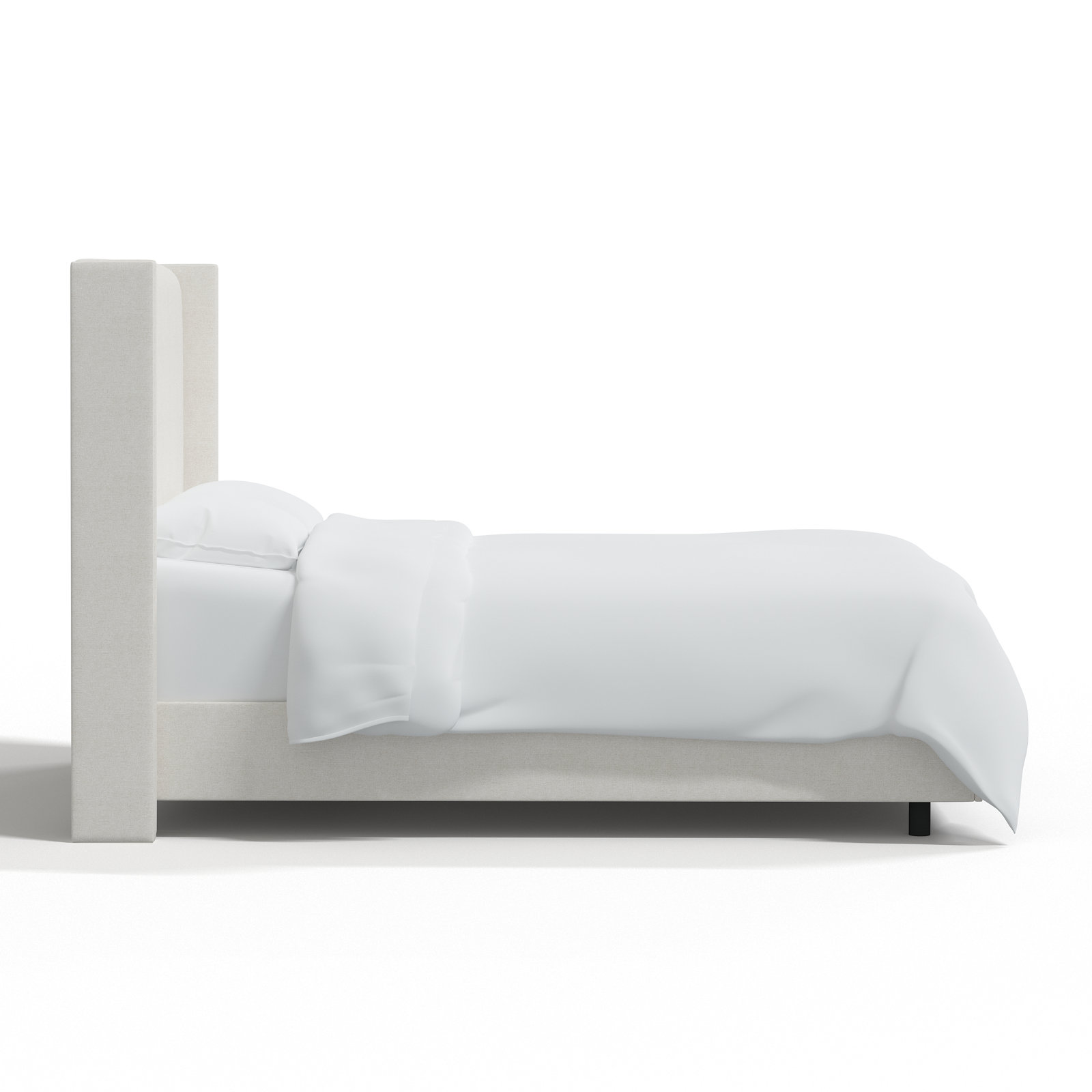 Hanson Linen Upholstered Wingback Bed, California King, Zuma White Textured Linen