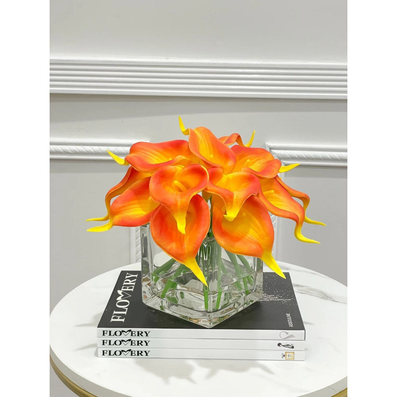 Orange Fall Real-Touch Calla Lily Arrangement