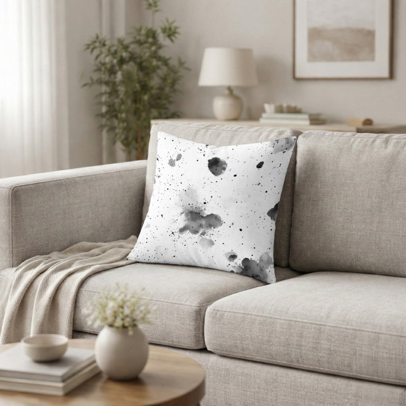 Coussin décoratif abstrait - Coussin à imprimé moderne noir et blanc, H 20 po x l 20 po