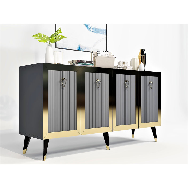 Olivia 40cm Console Table, Anthracite/Gold