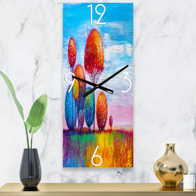 Colourful Ornamental Trees IX - Modern Wall Clock