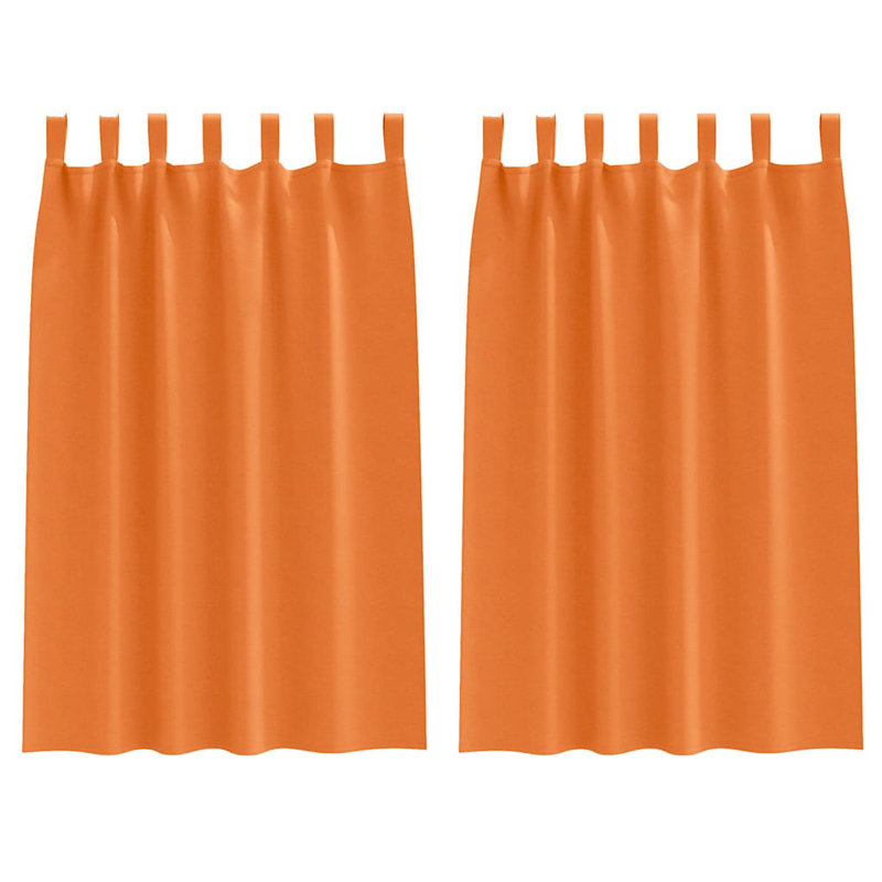 Curtains With Curtains 2 Pcs Polyester, 175cm Width x 140cm Drop, Bright Orange