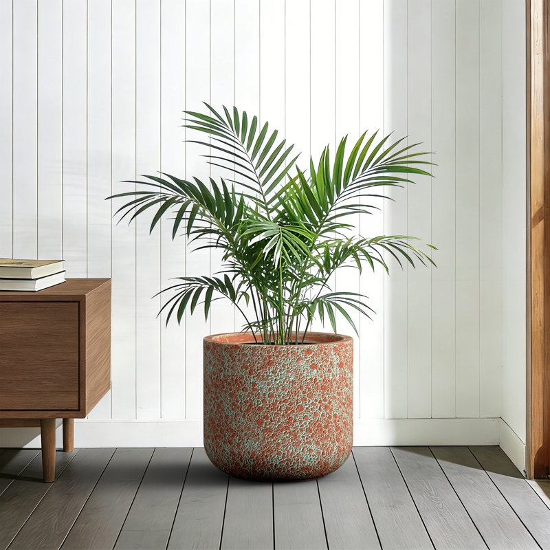 18 in. Large Teal（Upgraded Interior） Concrete Round Cylindrical Planter / Pot with Drainage Holes for Indoor & Outdoor, Teal