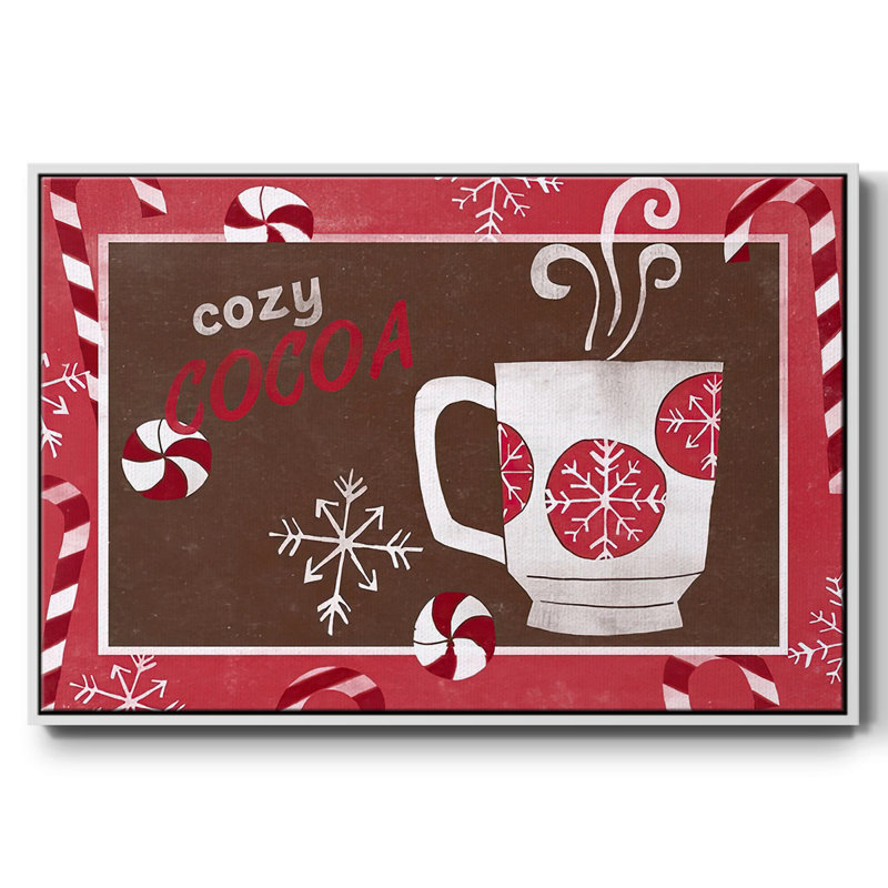 " Cozy Cocoa Christmas Collection A ", 17" H x 25" W x 1.5" D, White Floater Framed