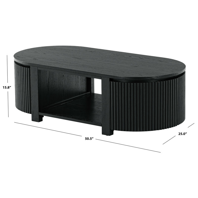 Christy Reeded Oval Coffee Table, Black
