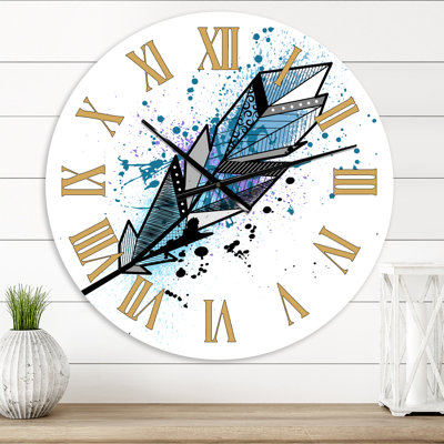 Croquis de plumes et géométrie VI - Horloge murale moderne