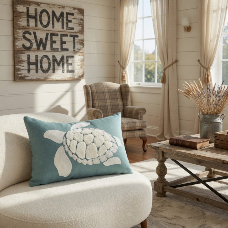 Coussin décoratif lombaire 12 pi x 20 po Coastal Sea Turtle, 2 Piece Set