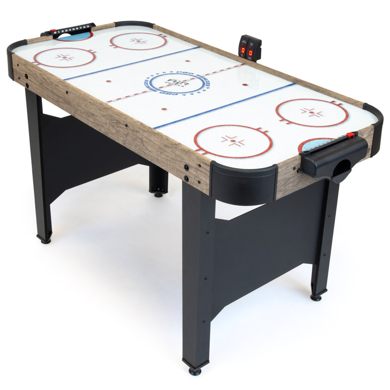 Table de jeu de hockey sur coussin d'air de 48 pouces GoSports - comprend 2 poussoirs, 3 rondelles, un moteur à courant alternatif et un tableau de pointage à DEL - Chêne