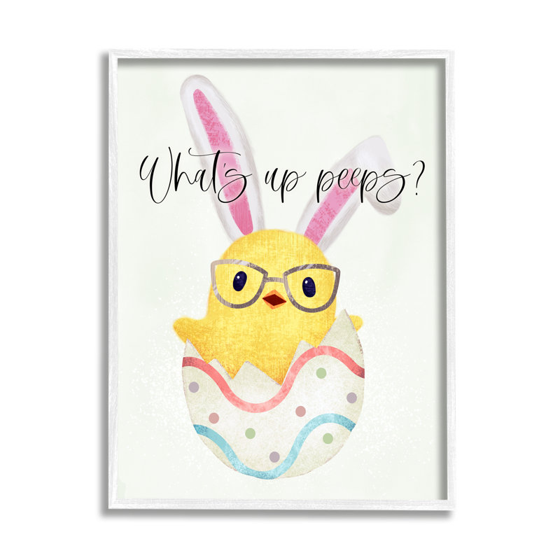 «Quoi de neuf» Peeps, phrase de Pâques amusante, poussin gris, ferme surdimensionnée, art numérique sur toile Giclee par Ziwei Li