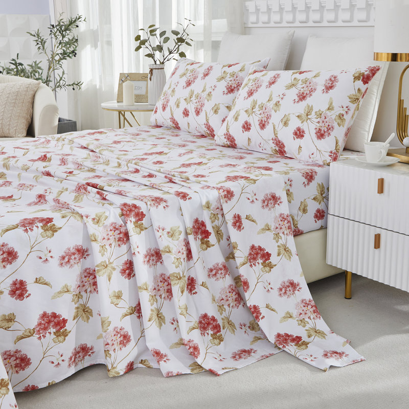 Ensemble de draps-housse 100% coton égyptien, ensemble de literie 4 pièces à densité de tissage rose luxueux à 800 fils, pour chambre d'amis toutes saisons