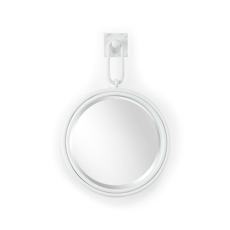 Frederick Cooper Flat Metal Beveled Mirror, White, 25" x 17"