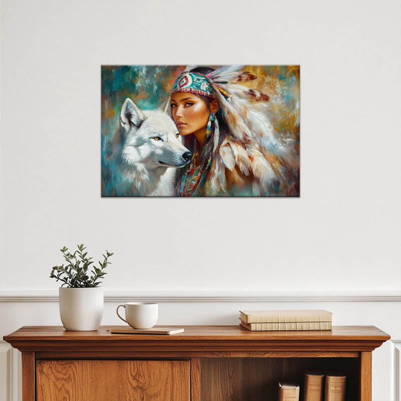 Dupuis - Indian Pictures Wall Decor Canvas Artwork for Living Room, Southwestern Aztec Painting Wall Art Print for Bedroom Wrapped Canvas Frame, 12×16 inches