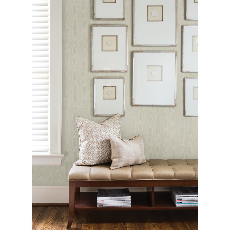 Angelina Silver Moire Wallpaper, Silver