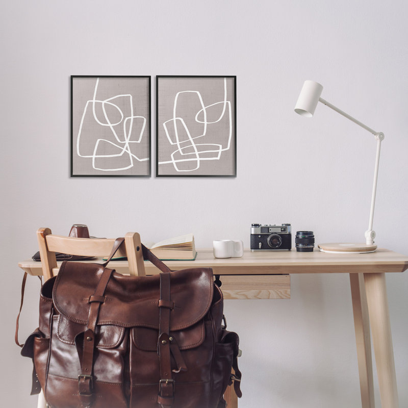 Minimalist Abstract Gray and White Canvas Wall Art Set