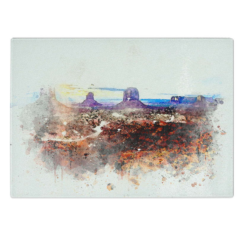 Glass Monument Valley in Abstract Chopping Board, 28.5 cm W x 20 cm L