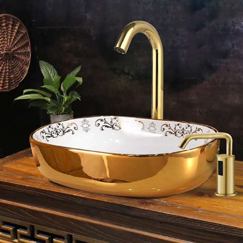 Geneva Gold Touchless Motion Sensor Faucet with Auto Liquid Soap Dispenser and Vessel Sink Set
