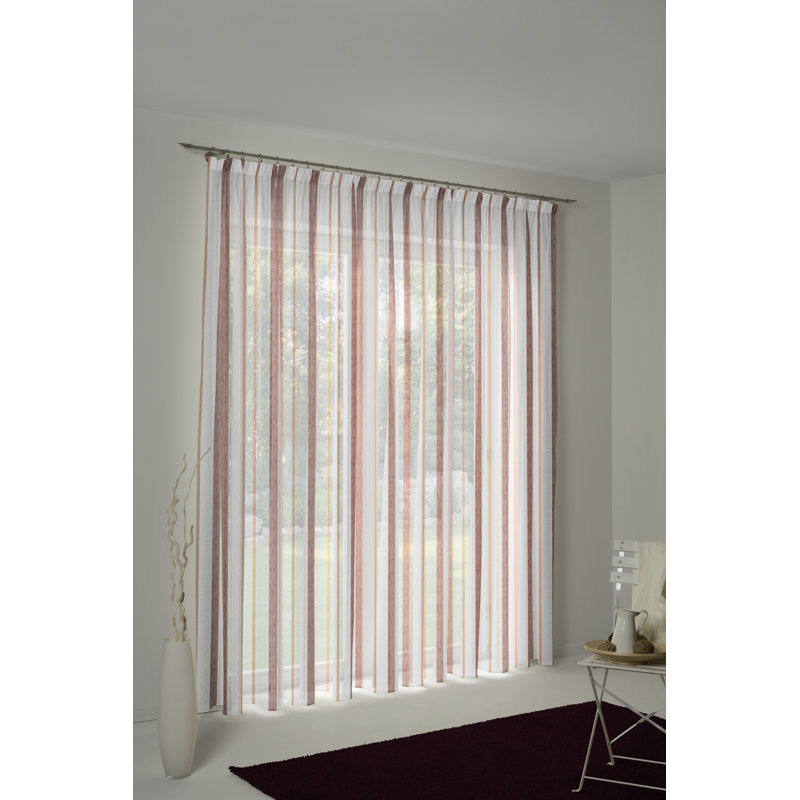 Lambertville Semi Sheer Curtain Single Panel, 600 W x 175 D cm, Terracotta/White