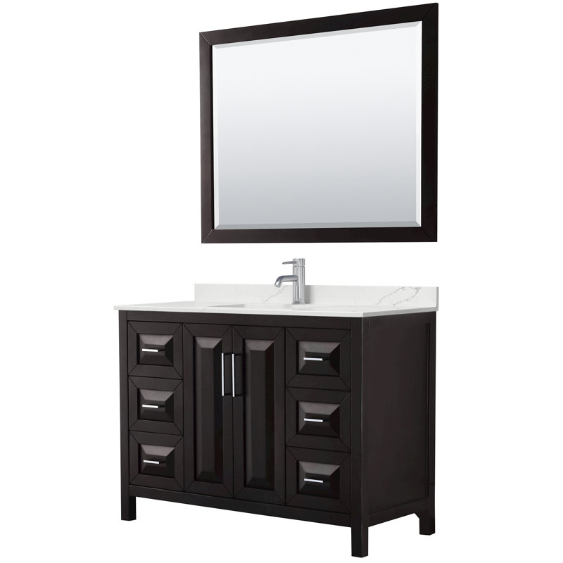 Daria 48'' W Vanity, Brown, Polished Chrome, White Quartz