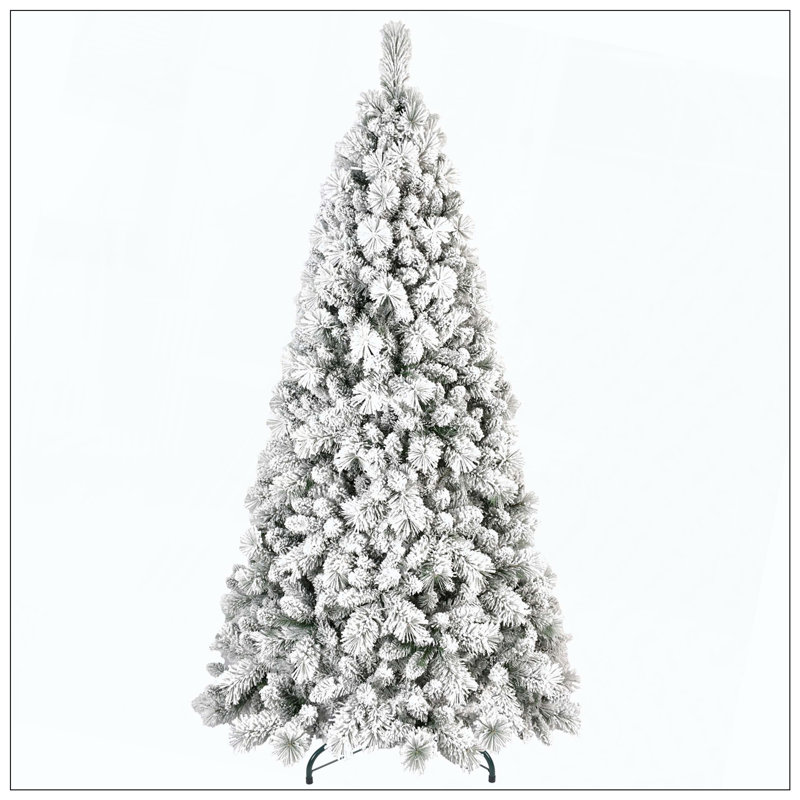 Arbre de Noël floqué avec - branches en PVC enneigées et aiguilles dures, structure à charnières pour une installation facile, support en métal stable, arbre de Noël réaliste