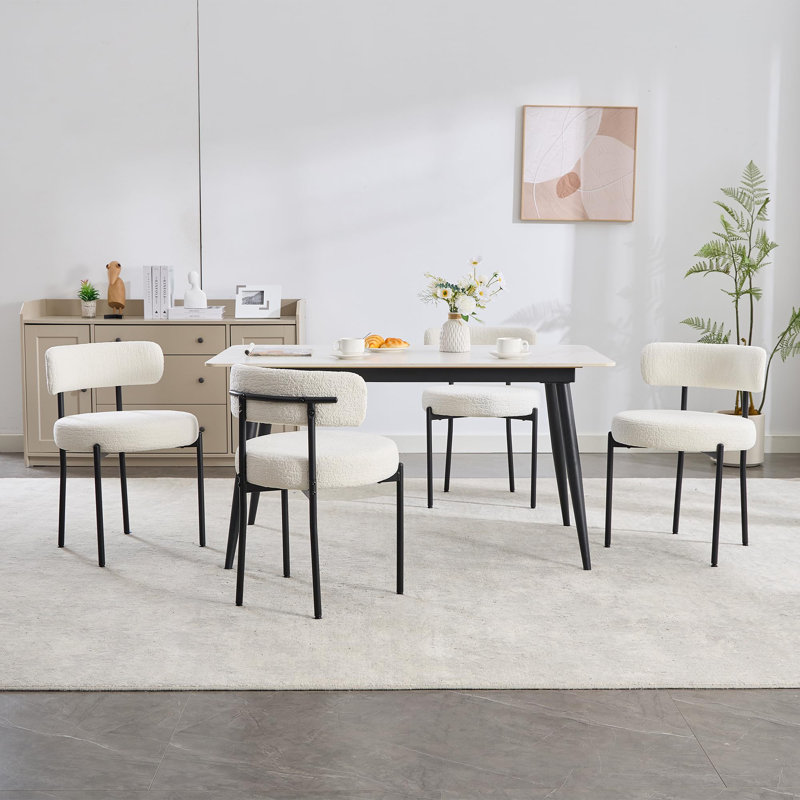 Aulene Upholstered Modern Dining Chair, Beige , Set Of 2
