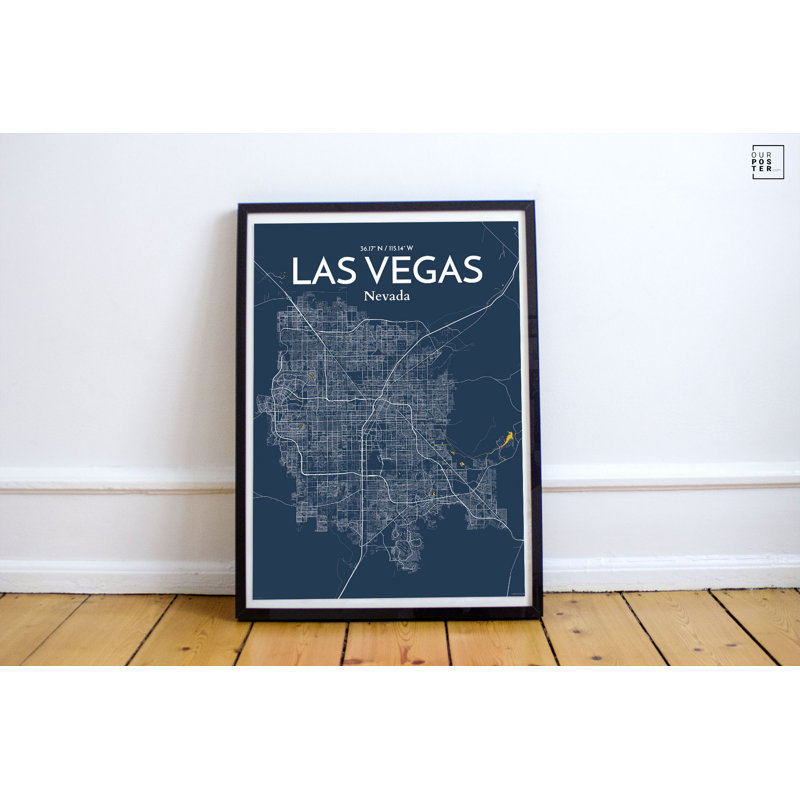 « las vegas city map », reproduction d’impression sur affiche en forme de amusante, H 20 po x l 16 po