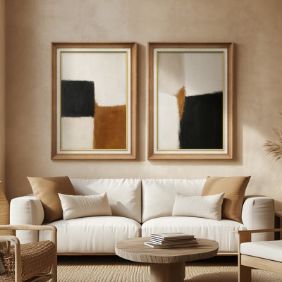 «Bold Neutral Block Contrast Modern Minimal», ensemble de 2 reproductions d'art encadrées sur papier de qualité supérieure 26 po x 36 po