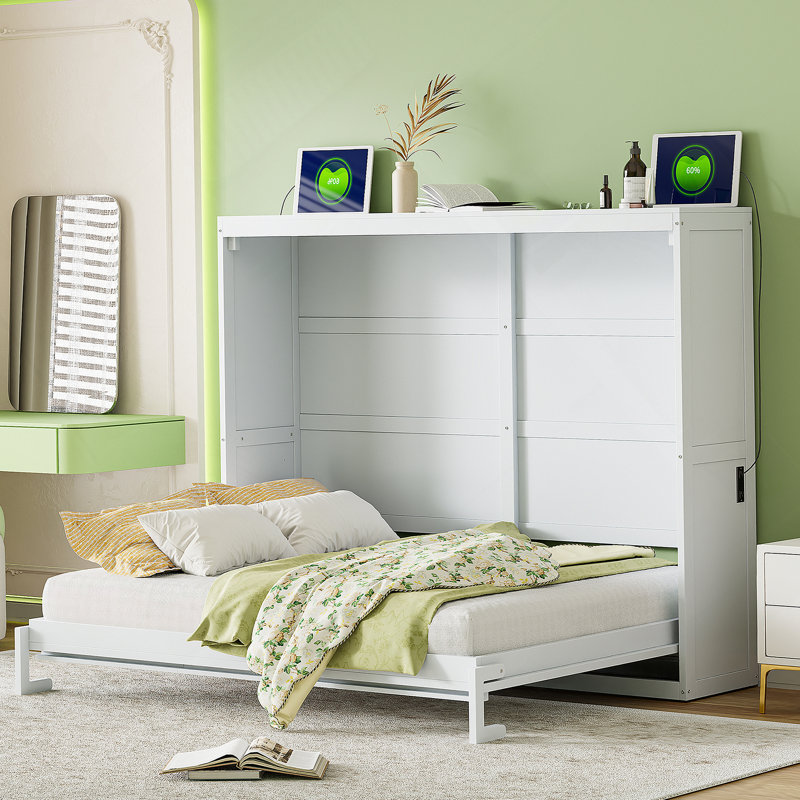 Grand lit escamotable mural, blanc, Blanc, Grand lit