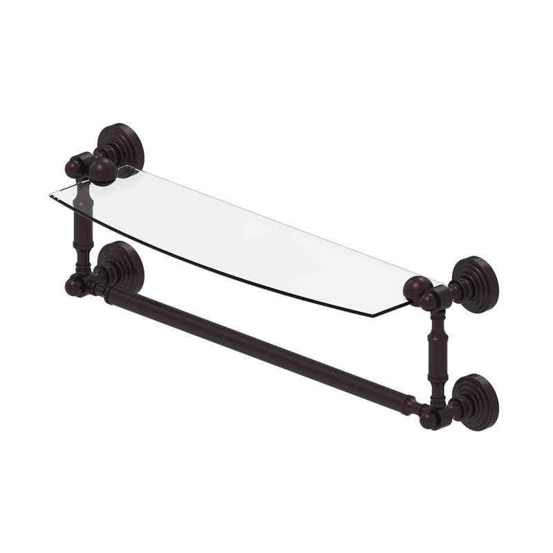 Tablette en métal avec barre à serviettes Beresford, H 5 po x l 22,2 po x P 6,1 po, Bronze antique