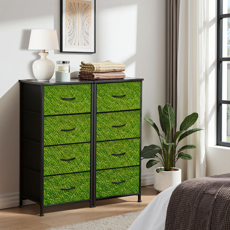 4 Drawer Dresser for Bedroom, Narrow Chest of Drawers, Wooden Top and Study Iron Frame 18"x37.5"-(WxH)