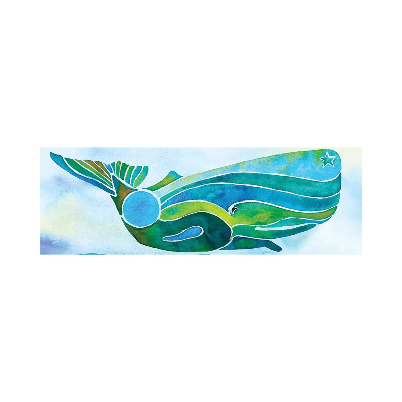 Whale On Background by Jo Lynch - Wrapped Canvas Panoramic Gallery-Wrapped Canvas Giclée, 30.48 cm H x 91.44 cm W x 1.91 cm D