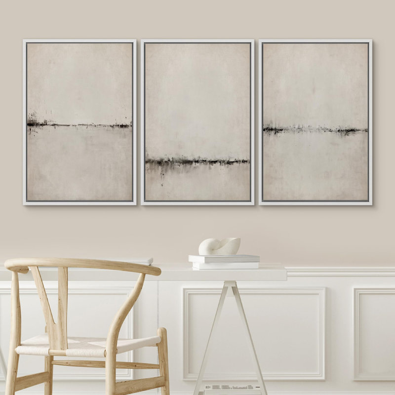 «Abstract Watercolor Serene Aesthetic», 3 pièces, H 24 po x l 16 po, Blanc