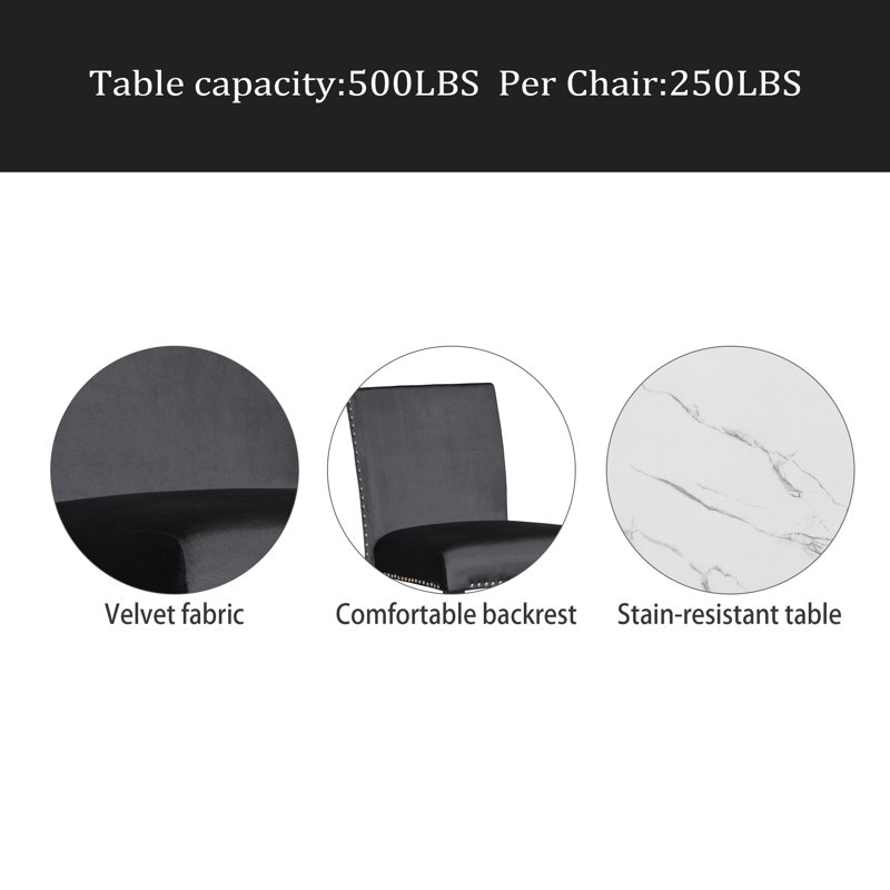 Ensemble de table de salle à manger 5 pièces à hauteur de comptoir avec une table de salle à manger supérieure et quatre chaises revêtues de velours
